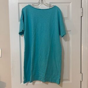 J Jill Women’s T-Shirt Dress S/S Aqua Blue Cotton Lightweight Size Petite M